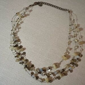 Chic Multi-Strand mother of pearl and beads  Necklace in Cream and Tan